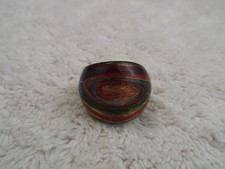 Orange Green Gold Glass Ring Size 6 A23