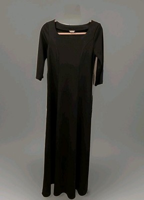 Formal Fashions Inc Black A-Line Long Dress Square Neck 3/4 Sleeve Size 08