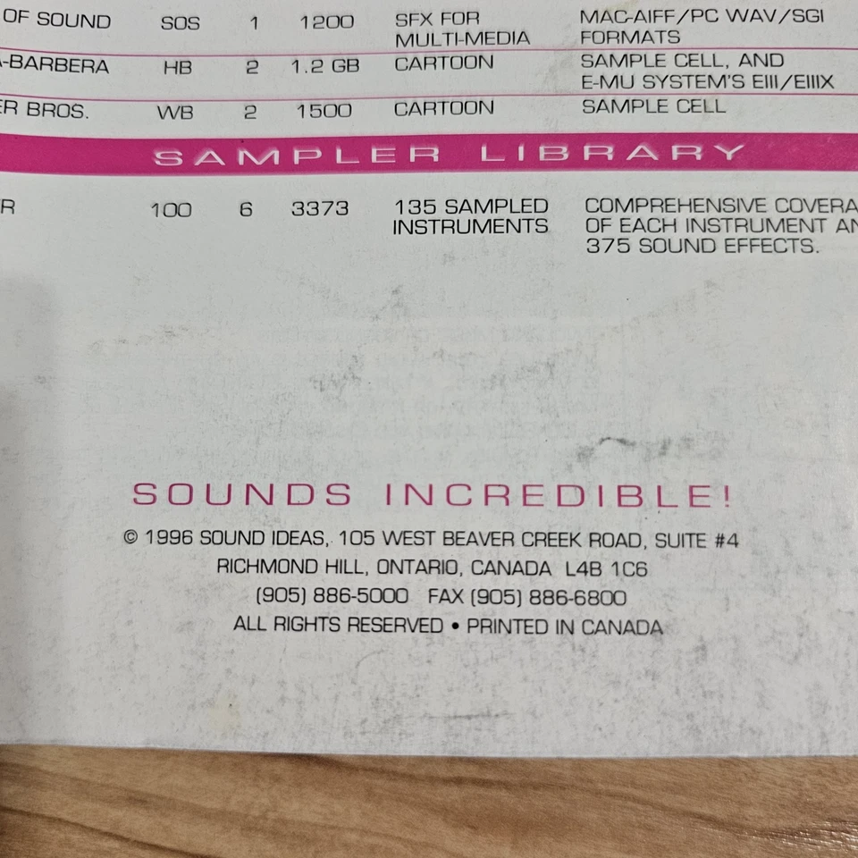 Sound Ideas Sound Effects BOOK ONLY *WORN! 1996 Series 1000-7000 Universal Lucas - Image 4 of 4