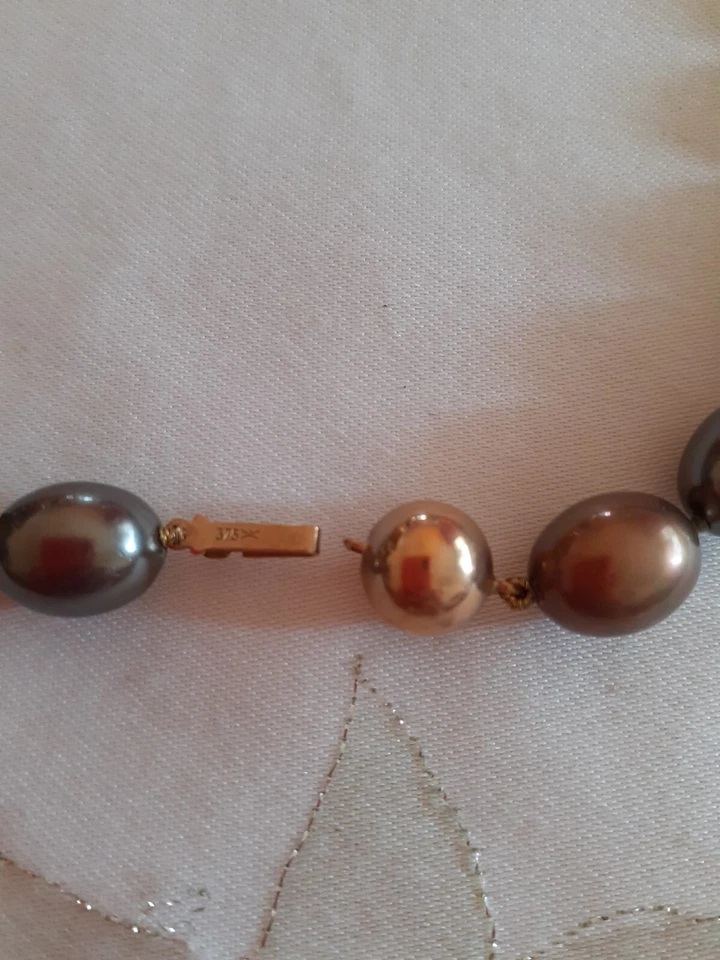 Rita Pfeffinger Südsee Muschelkern Perlen Kette 375 GG Verschluss Peacock 46Cm🥰 - Bild 3 von 4