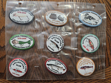 9- National Fishing Lure Collectors Club. OVAL & ROUND Pinback Buttons