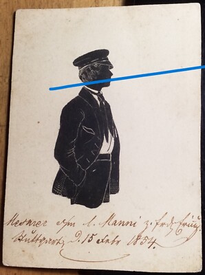 Stuttgart - 1854 - Student oder Schüler Mesmer ? mit Mütze / Silhouette
