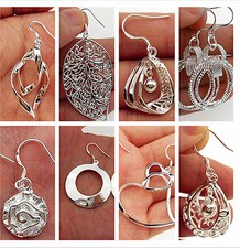 NEW Fashion 925 Sterling Silver Plated Lady Hoop Dangle Earring Jewelry Eardrop