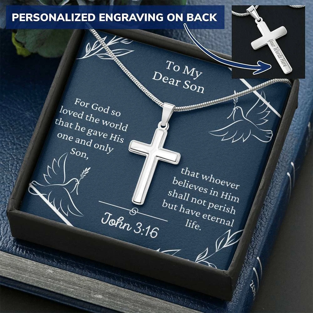 Cross necklace sales for son