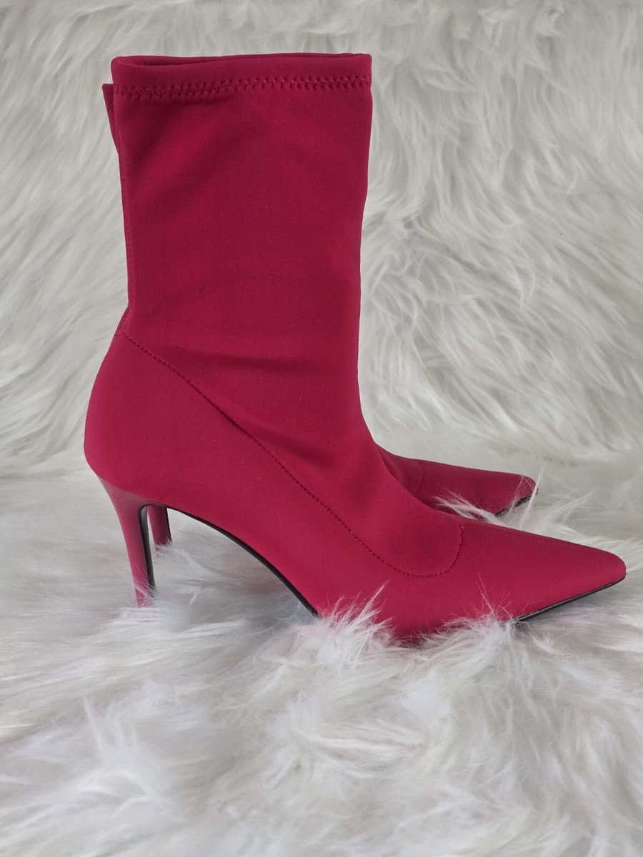 Mango Sock Pointed heel ankle boots magenta Size UK UK