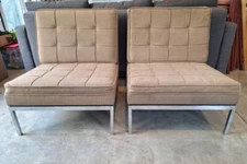 BEAUTIFUL PAIR ORIGINAL VINTAGE 1973 FLORANCE KNOLL EASY LOUNGE CHAIRS MODEL 65