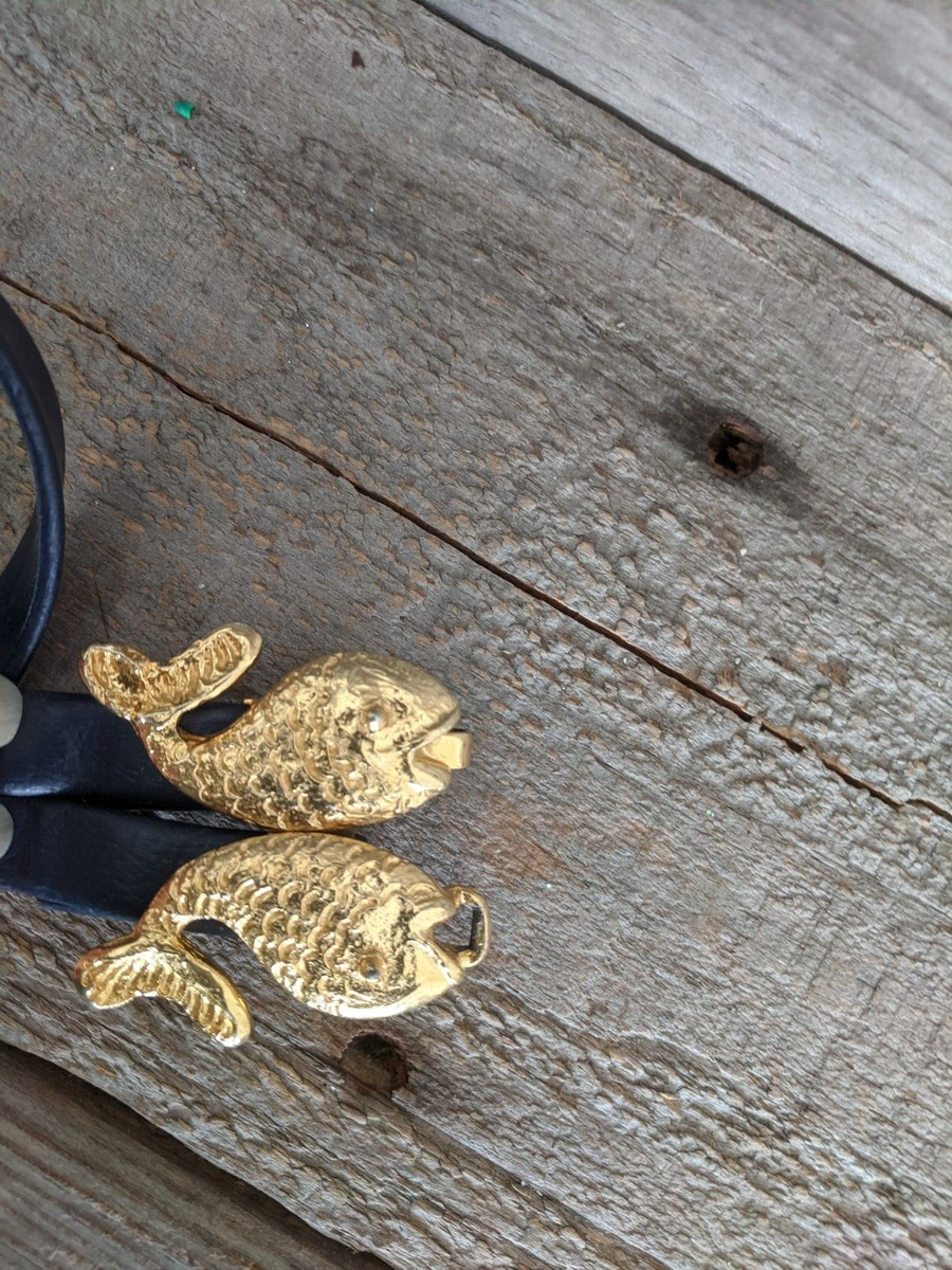 Vintage Mimi Di N Signed Gold Tone Fish Belt Buckle 1970s Nautical Statement Mimi di n fish - Gem main image 4