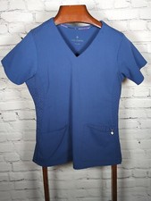 Vera Bradley Scrub Top womens SIZE SMALL Navy Blue VB Charm