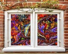 3D Art Texture D237 Window Film Print Sticker Cling Stained Glass UV Block Amy