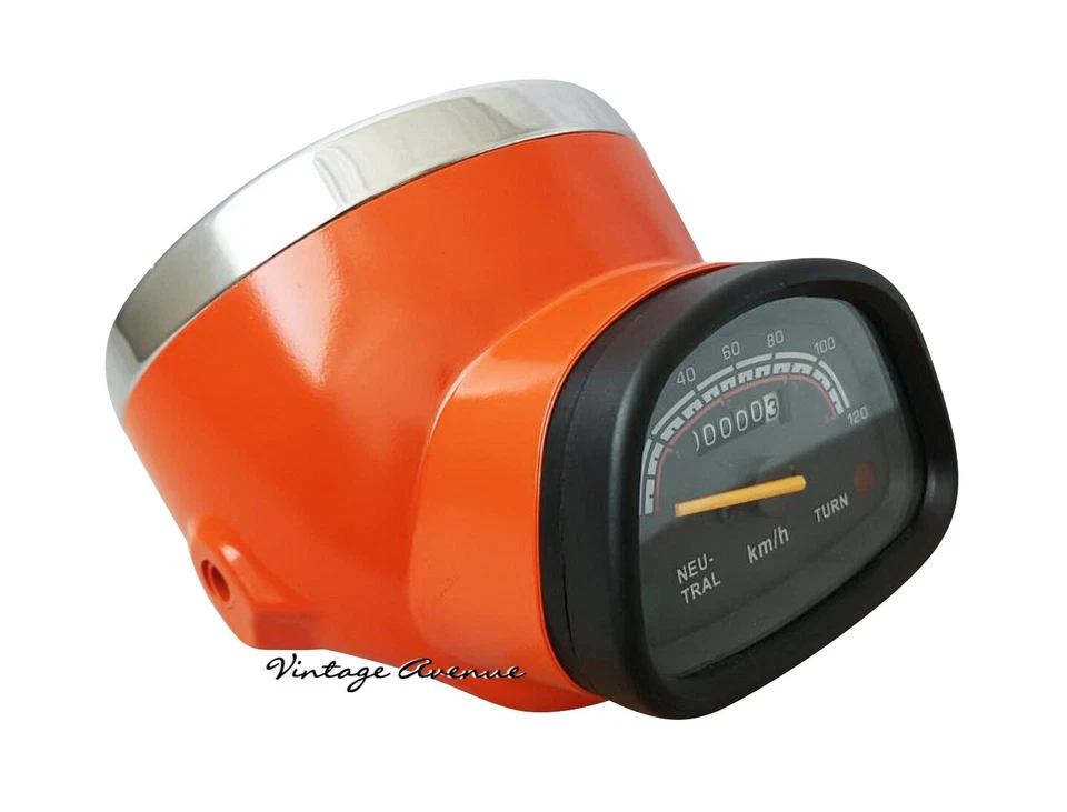 HONDA CD125 CD175 CT90 CT110 LUZ PRINCIPAL LÁMPARA + VELOCÍMETRO + ESTUCHE CUBO NARANJA [CD] Foto 3 de 4