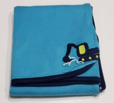 Carters Just One You Blue Excavator Construction Navy Grey Striped Baby Blanket