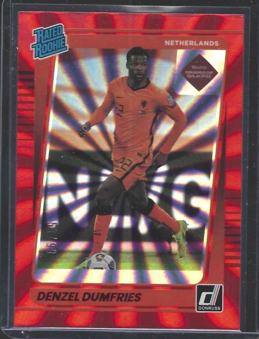 DENZEL DUMFRIES 2021-22 DONRUSS ROAD QATAR RED LASER RATED ROOKIE RC #D 53/99
