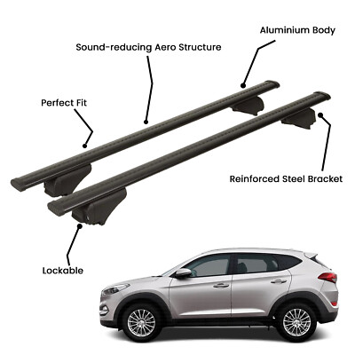 2 Pcs Black Roof Rack Cross Bars For HYUNDAI TUCSON SUV 2015-2020