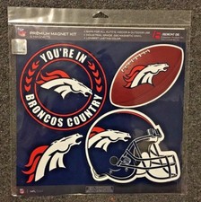 NFL Denver Broncos Premium Magnet Kit 4 Magnets Indoor/Outdoor Car New vehicle