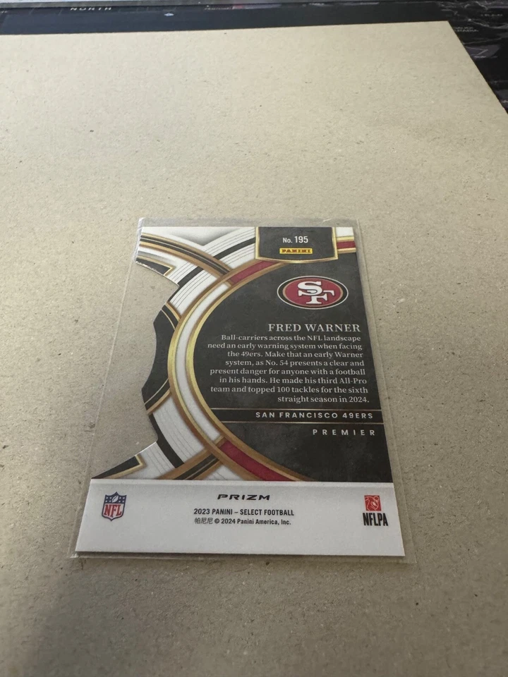 2023 Panini Select - Premier Level Fred Warner #195 Red & Yellow Prizm Die-Cut - Image 2 of 2