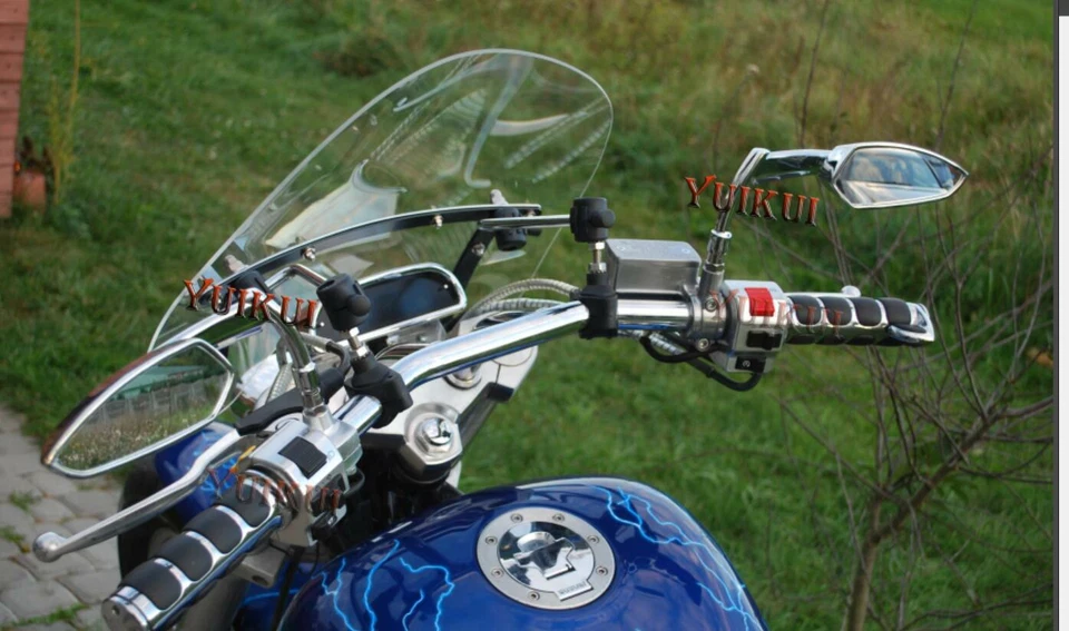 Empuñaduras de manillar de aluminio cromado negro 7/8" 22 mm para HONDA CMX 250 REBEL todo el año Foto 3 de 4