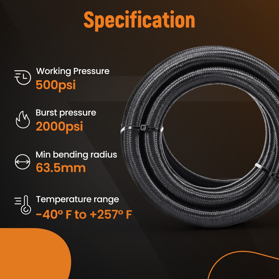 12an 10ft Oil Fuel Line Hose Fitting Compatible With Transmission Fluid