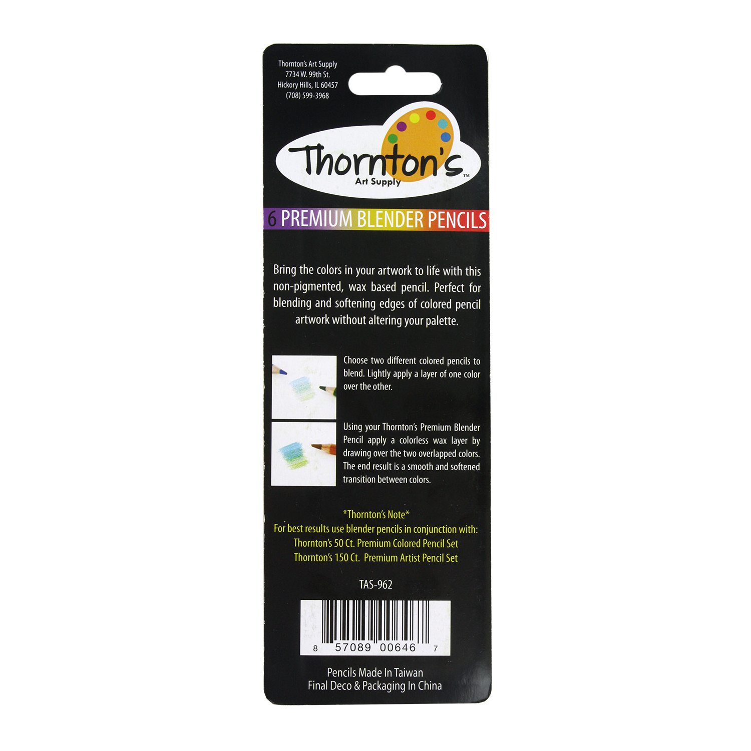 Thornton's Art Supply Colorless Blender Blending Pencils, Pack of 72