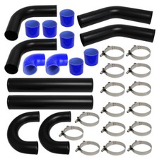 Universal 3" 76mm 8Pcs Turbo Intercooler Pipe Piping T-Clamp Silicone Hose Kit 