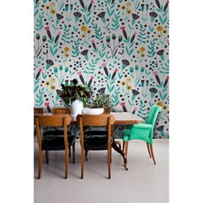 Scandinavian floral Non-woven wallpaper blue and gray Home wall mural Wallcover
