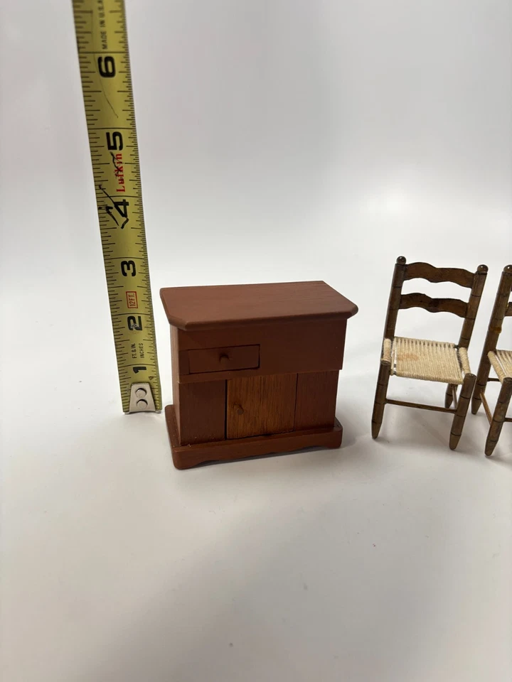 VTG Miniature Furniture Doll House Artisan Wood Sonia Messer Chair Drawer Lot 3 - Image 2 of 4