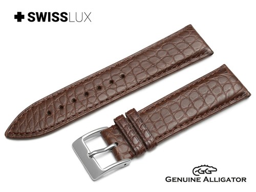Crocodile Alligator Leather For ALPINA Watch Brown Strap Band Buckle/Clasp SQ - Picture 9 of 10