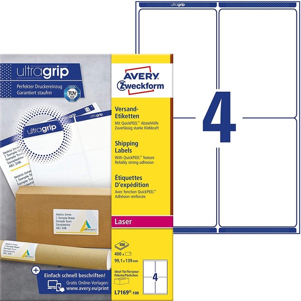 Avery Zweckform L7169-100 Versandetiketten/Versandaufkleber (400 Etiketten Mit U-image