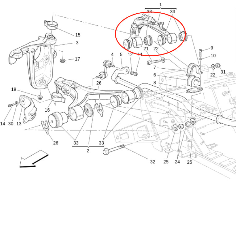 Front Upper Right Control Arm for Maserati Quattroporte GT GC 980139893
