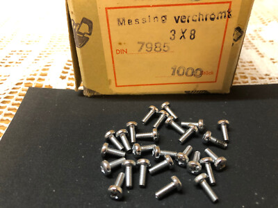 M3x8 MESSING-SCHRAUBEN verchromt DIN 7985, Linsenkopf, Kreuzschlitz. 25 Stck.