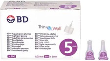 BD Thin Wall Pen-Nadeln | 100 Stk | 0,25 x 5mm, 31G | 04554439 | Verfall:03/2029