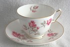 Vintage Crown Staffordshire Bone China Pink Roses Teacup and Saucer — photo 1