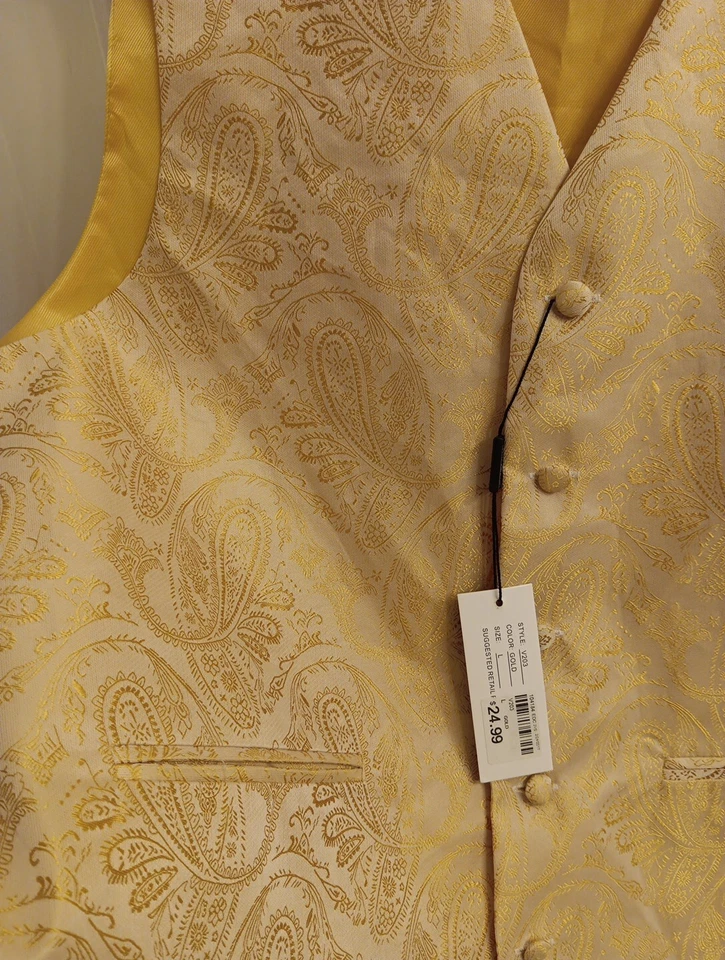 Alberto Cardinali Men's Dress Vest Gold Paisley Size L NWT - Image 3 of 4