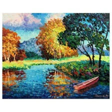 Alexander Antanenka "Golden Foliage"  Hand Signed Original Painting Canvas COA