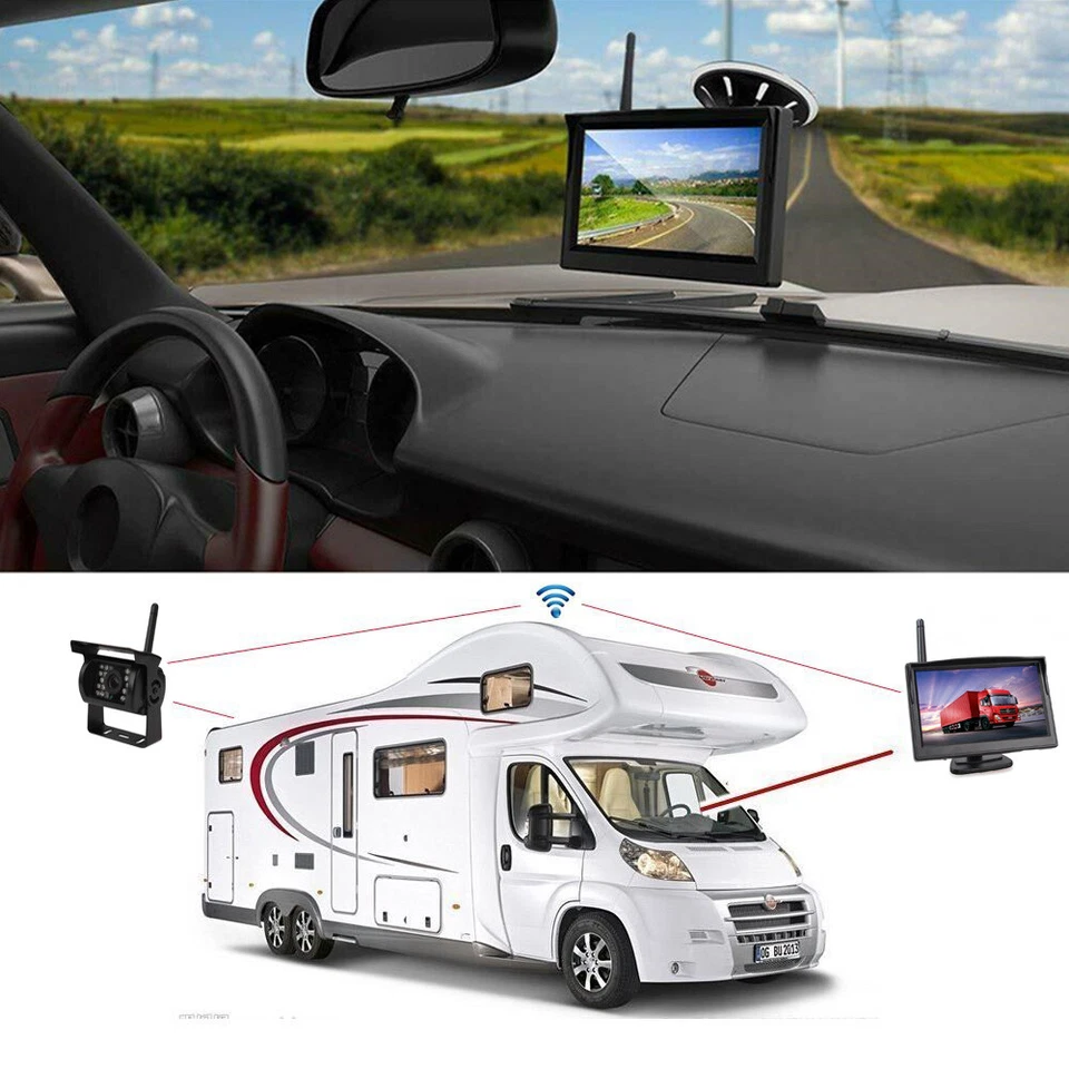 Wireless Backup Camera 5" Rear View Monitor Kit for Truck Caravan RVs 12V-24V - Image 4 of 4