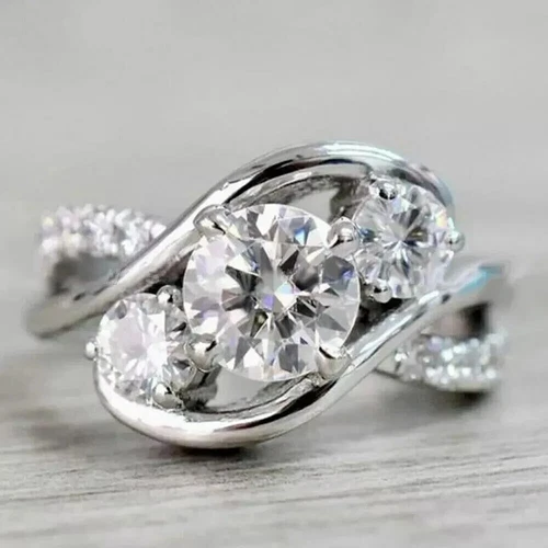 3 Ct Round Cut Lab-Created Diamond Wedding Engagement Ring 14k White Gold Plated