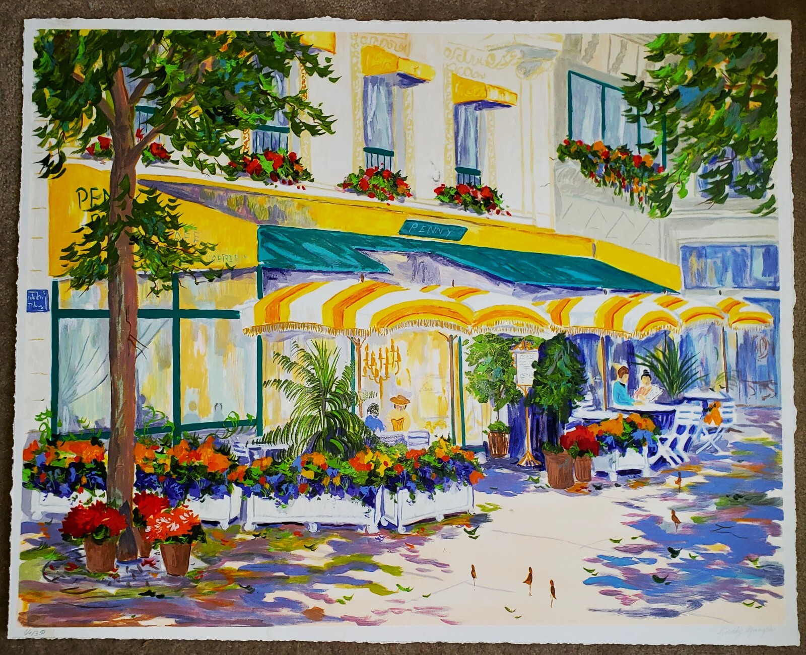 DOROTHY SPANGLER (b. 1928) Pencil SIGNED Cafe Scene Large Serigraph 66/350 WOW!