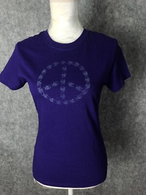 NWT Pirana Joe medium purple peace tshirt fish Aruba hippie boho cute festival