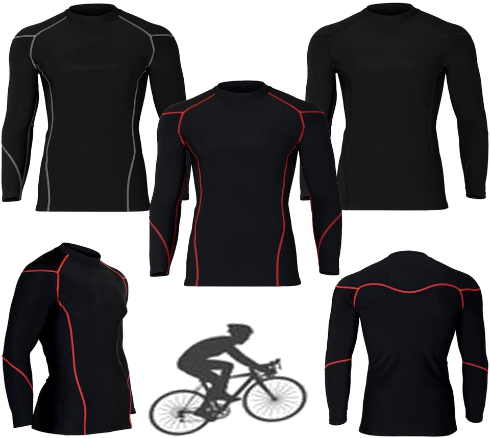 MENS COMPRESSION SUIT THERMAL BASE LAYER CYCLING MOTORBIKE WINTER TOP & LEGGINGS - Image 3 of 4