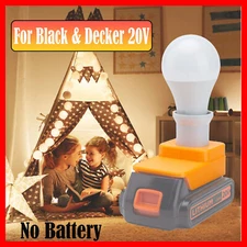 LED Work Light For Black & Decker 20V Lithium Battery Portable E27 Bulb Lamp NEW