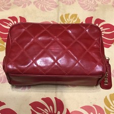 Rare, Authentic Vintage Chanel Matelass  Leather Pouch, Red