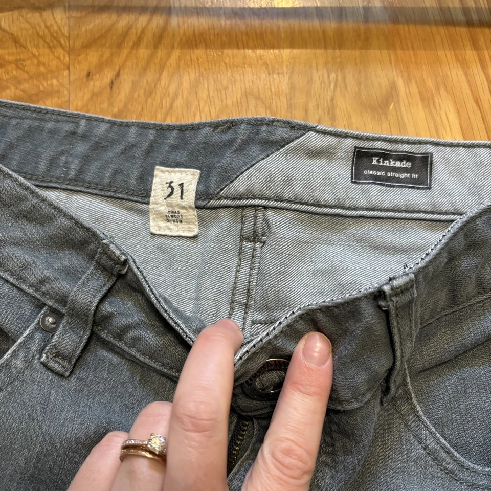 Volcom 31x28 Kinkade Cuffed Modern Straight Distressed Gray Stretch Jeans Denim - Image 2 of 4