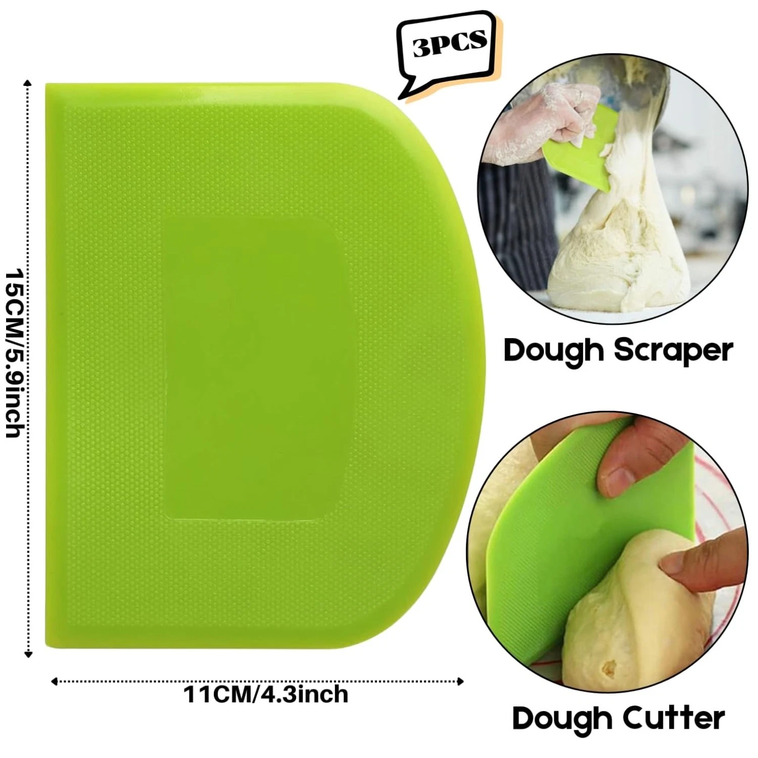 Flexible Dough Bench Scraper Set - 3P 5.9x4.3" Cake Scraper