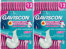 2 X GAVISCON DOUBLE ACTION LIQUID SACHETS MINT FLAVOUR - 12 X 10ML exp 08/27