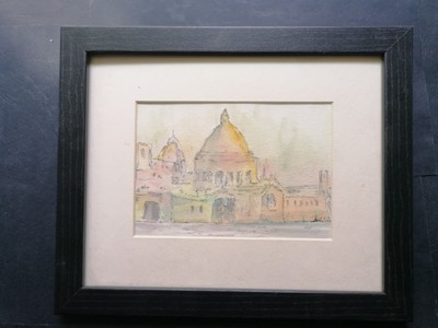Vintage Impressionist Aquarell Landschaftsgemälde, Markusdom, Venedig