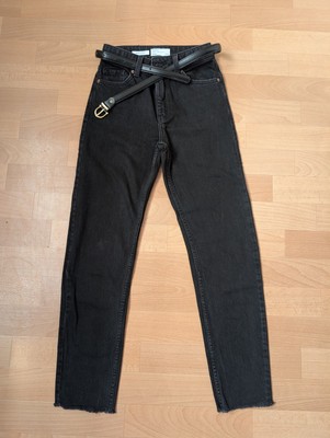 Bershka damen Schwarze Jeans Größe: XXS:32 mit Gürtel