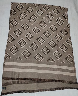 Fendi scarf Cashmere Silk shawl FF Logo Muffler Multicolor Unisex