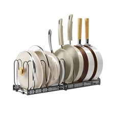 Expandable Pots and Pans Organizer Rack Lid Kitchen Cabinet Holder with