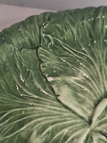 Set Of 6 Rare Vintage 70s Green Pottery Cabbage Leaf Italian Plate By VIETRI - Afbeelding 6 van 11