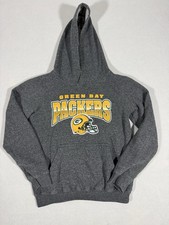 NFL Green Bay Packers Youth Gray Hooded Logo Sweatshirt Hoodie Size M 10/12