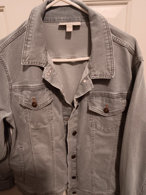 Woman Within Denim Jacket 20W Plus Relaxed Fit Button Front Pockets.